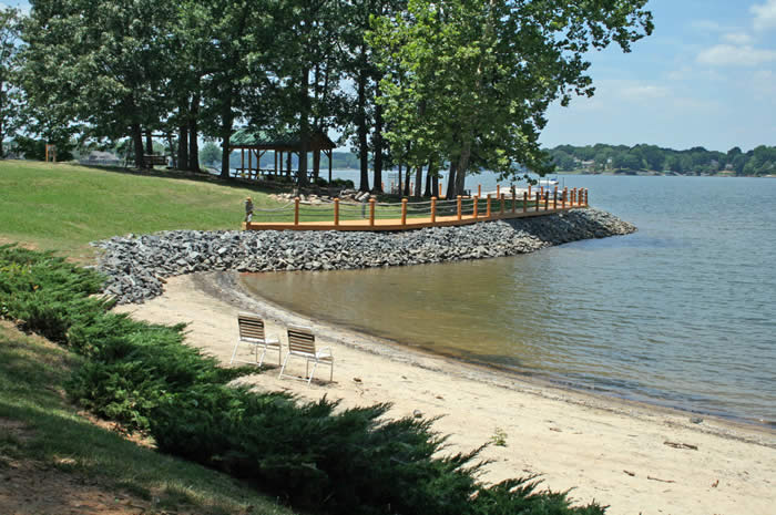 Sandy beach for residents of Sunset Point on Lake Wylie